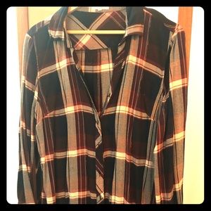Beautiful button up flannel with gold threading